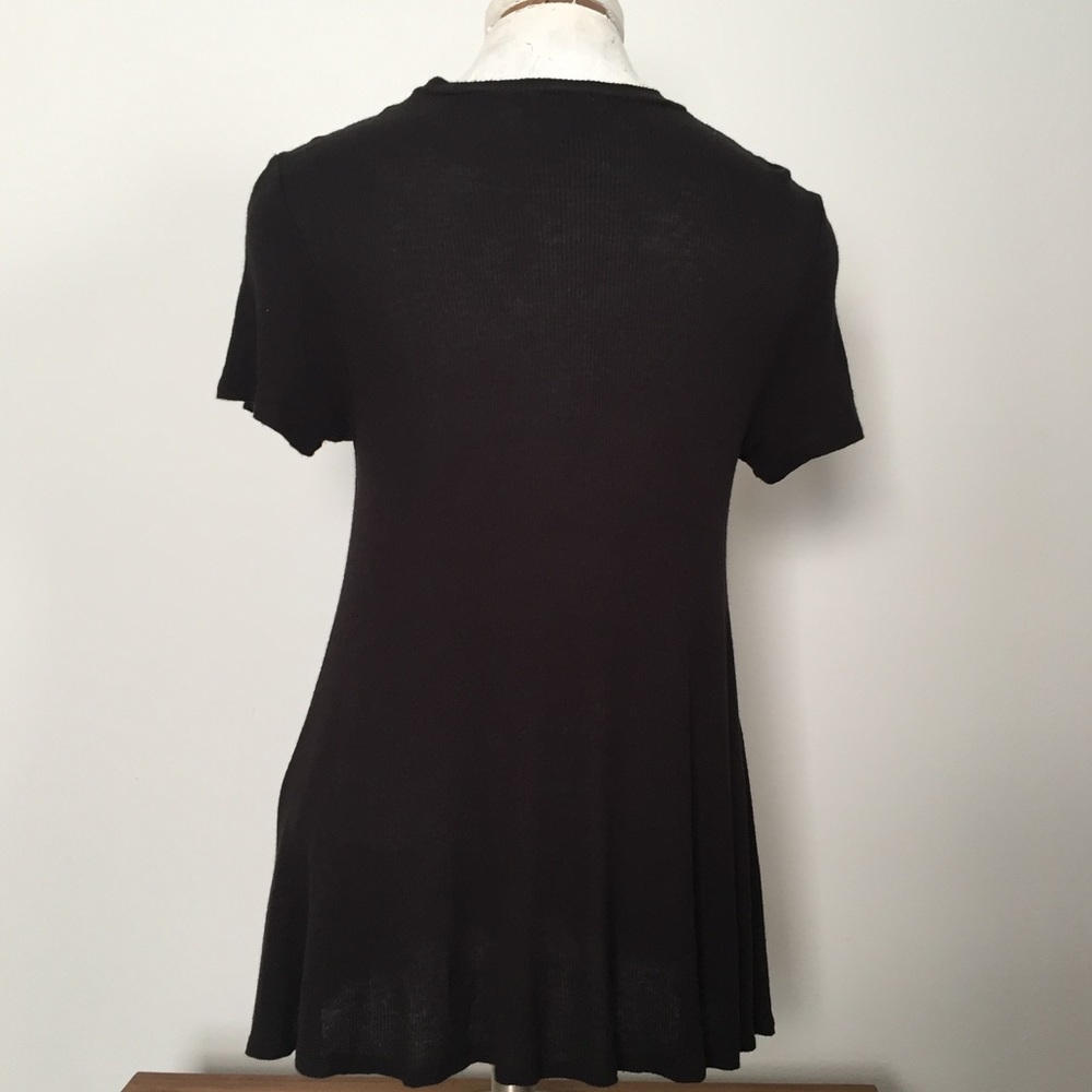 Ten Sixty Sherman Black Ribbed Crew Neck Top Sz M View 3